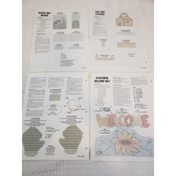 (J5) 1993 Annie's Attic Plastic Canvas Pattern Home Decor Lot of 4 - Picture 6 of 7